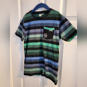 Nano Striped Kids T-Shirt - Green, Blue, Black
